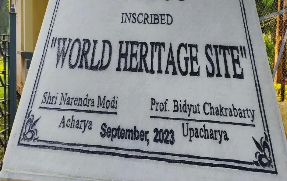 Commemorative Visva-Bharati plaques mention PM Modi and VC Bidyut Chakraborty, but, Rabindranath Tagore does not get a mention