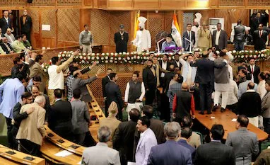 Chaos Erupts in Jammu and Kashmir Legislative Assembly Over Article 370 Banner