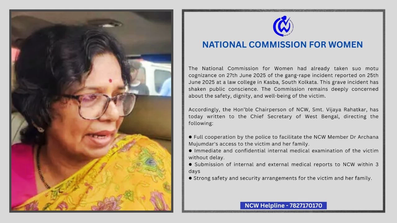 NCW Seeks Urgent Action in Kolkata College Rape Case, Writes to Bengal Chief Secy